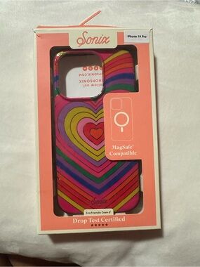 Sonix iPhone 14 Pro MagSafe Compatible Rainbow Heart Case - Pink Multicolor